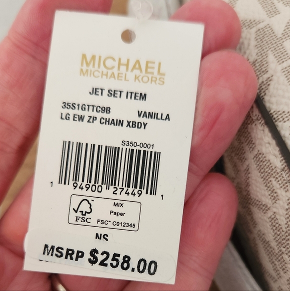 Michael Kors Cream and Brown Logo Crossbody Bag NWT - Picture 4 of 4